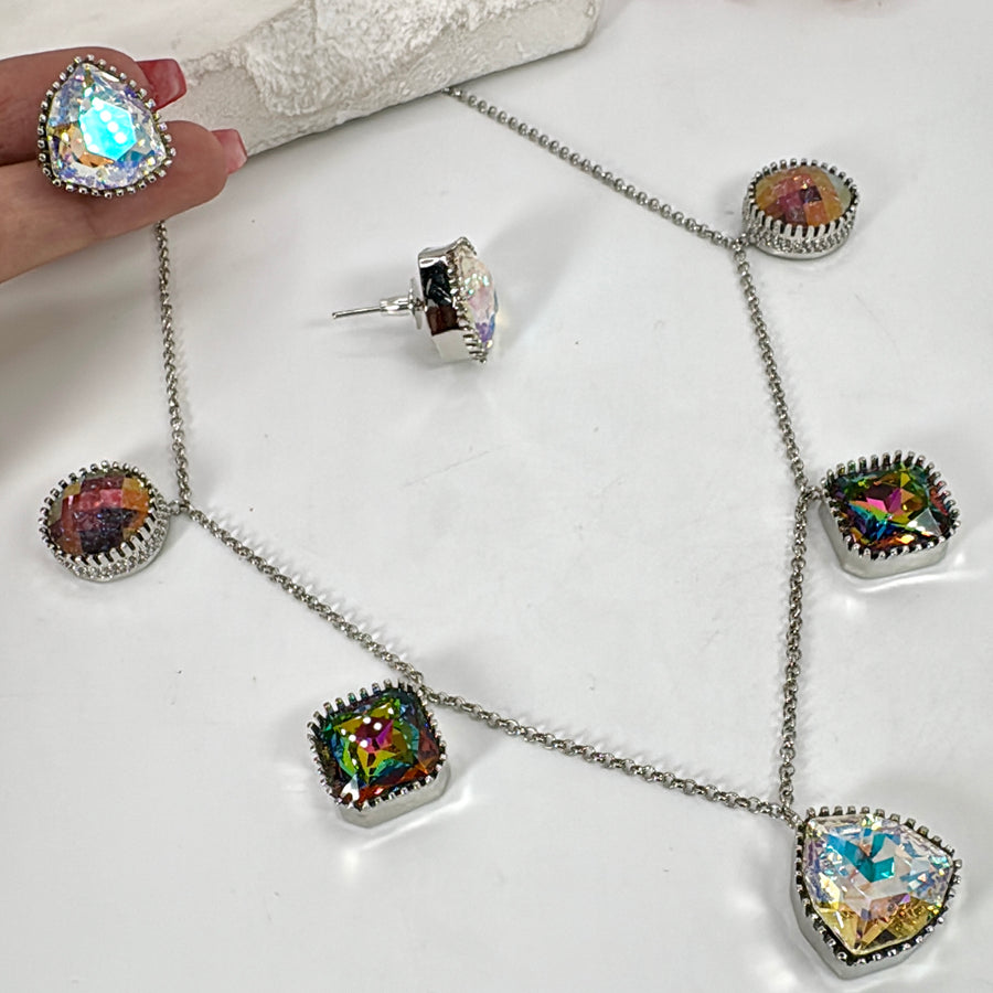 Multi Clear Swarwoski Crystals Necklace Set