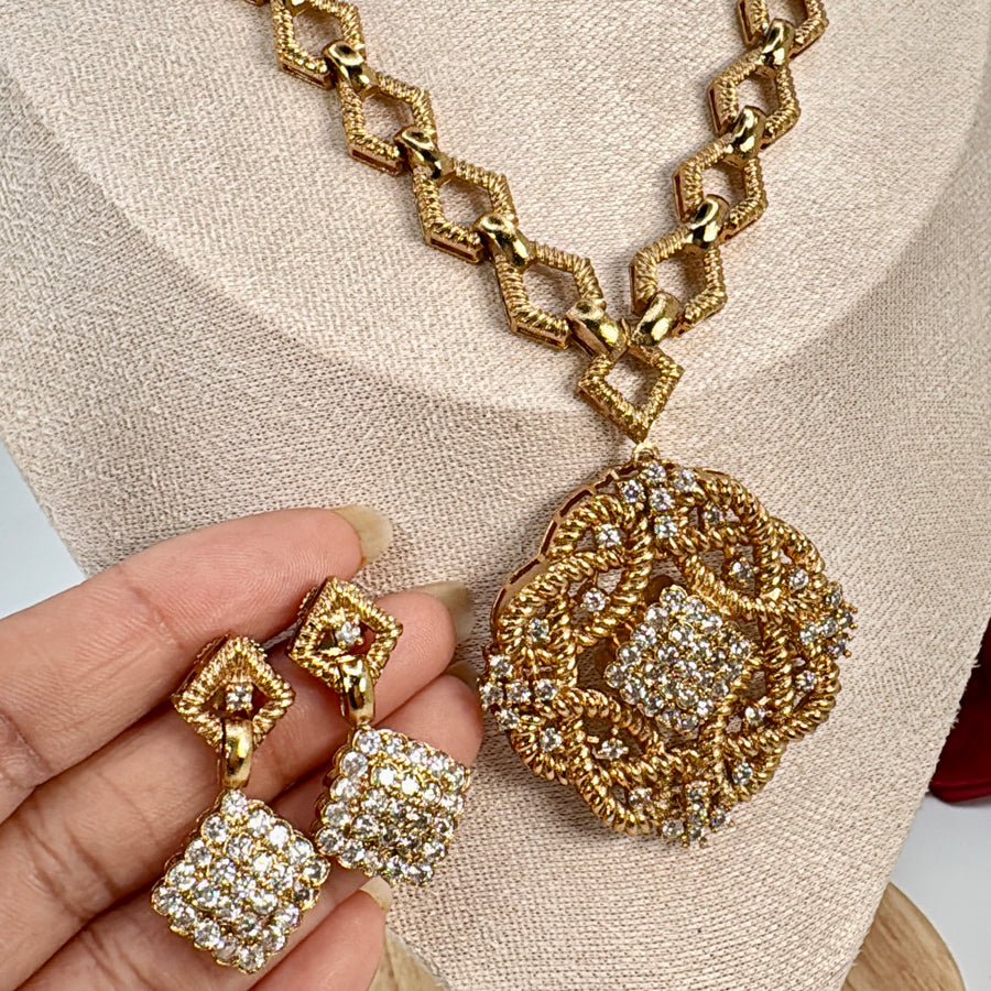 Clear Cubic Zirconia Moissanite Long NecklaceSet