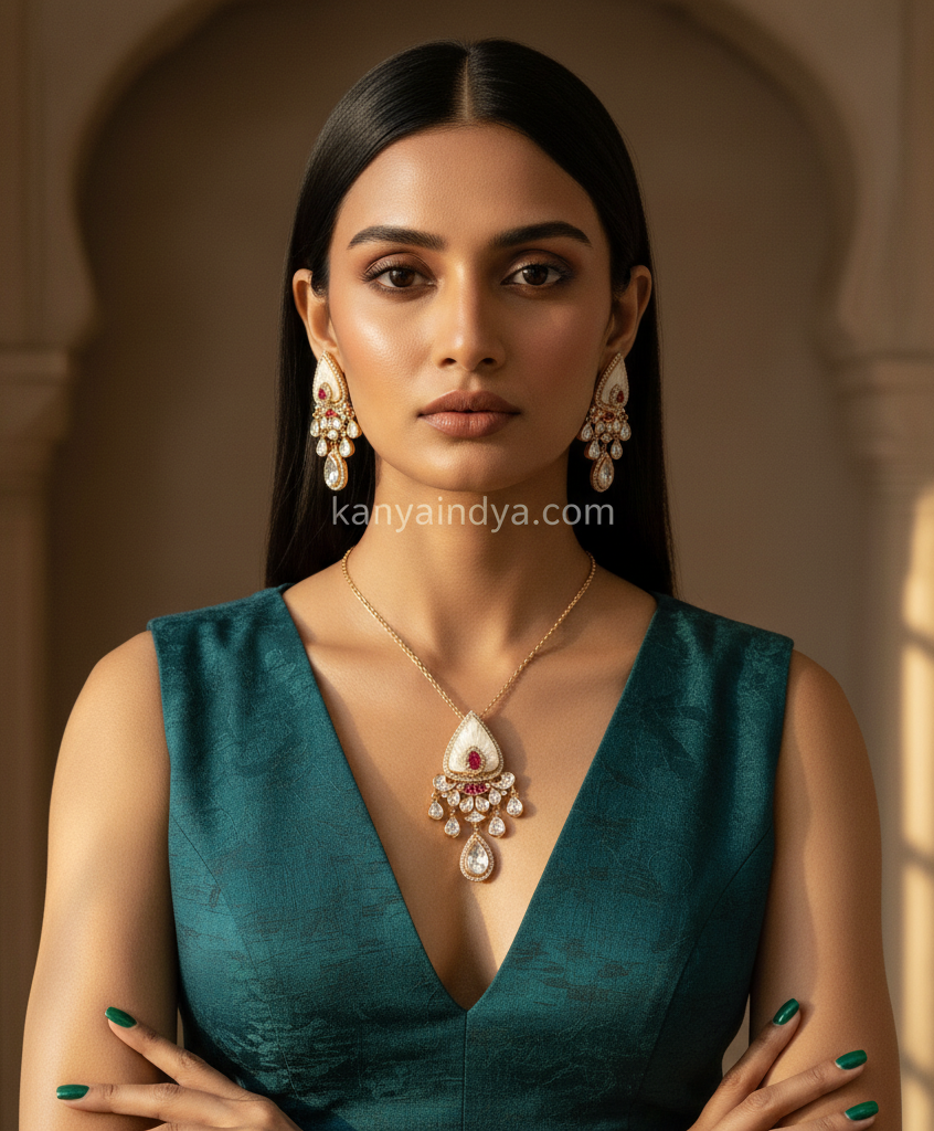 Ruby MOP Pendant Necklace Set