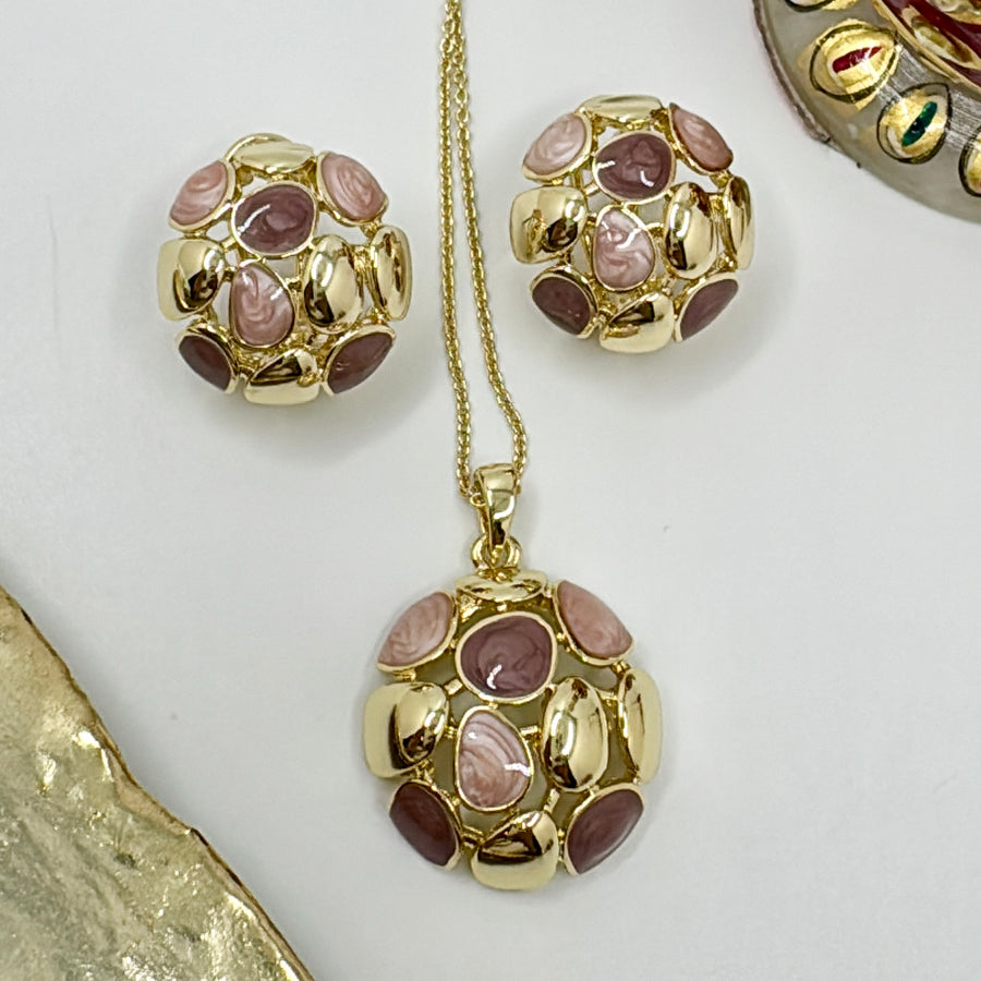 Wine & Pink Dainty Pendant Set