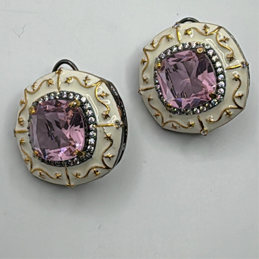 Pink Hydro Stone & Meenakari Studs