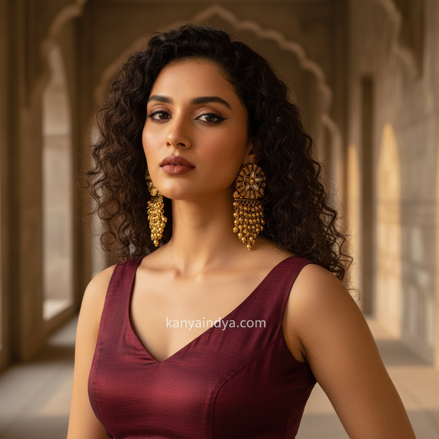 Clear Pearl Antique Gold Earrings