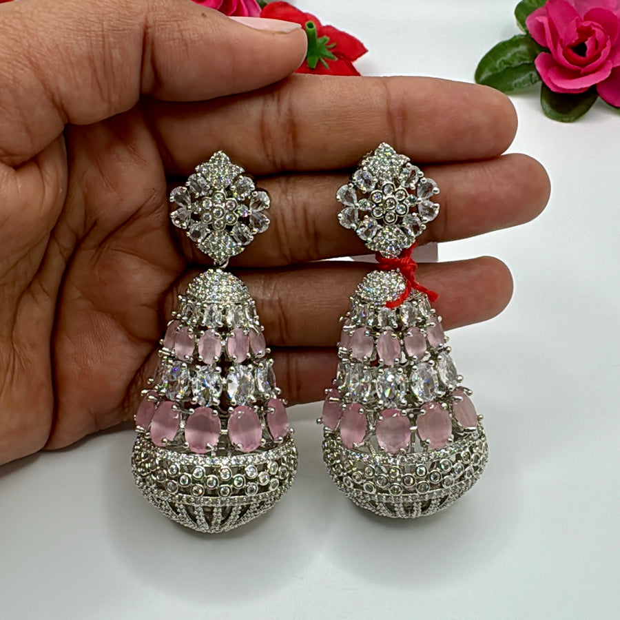 Pink American Diamonds Earrings