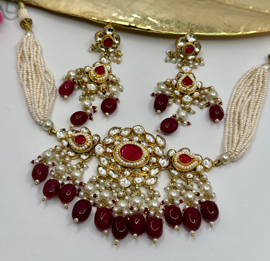 Ruby Paachi kundan Pearl Choker Set