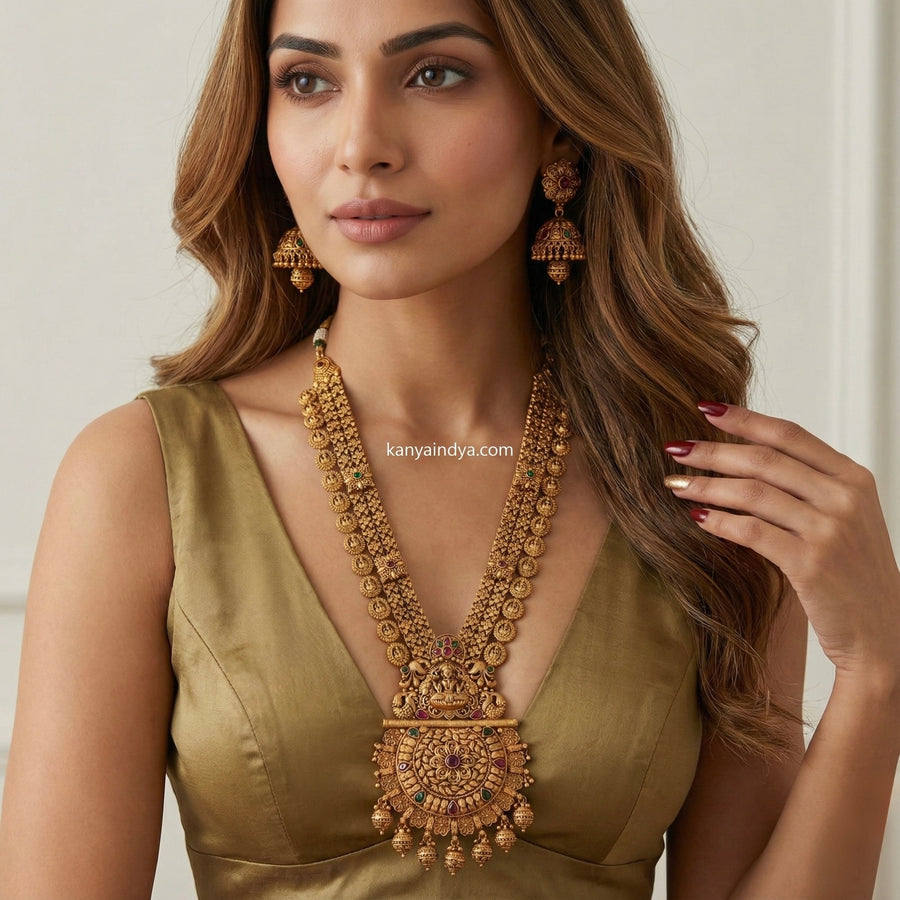 Multi Antique Gold Statement Long Necklace Set