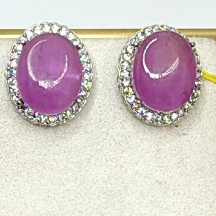 Purple Doublet American Diamonds Stud Earrings