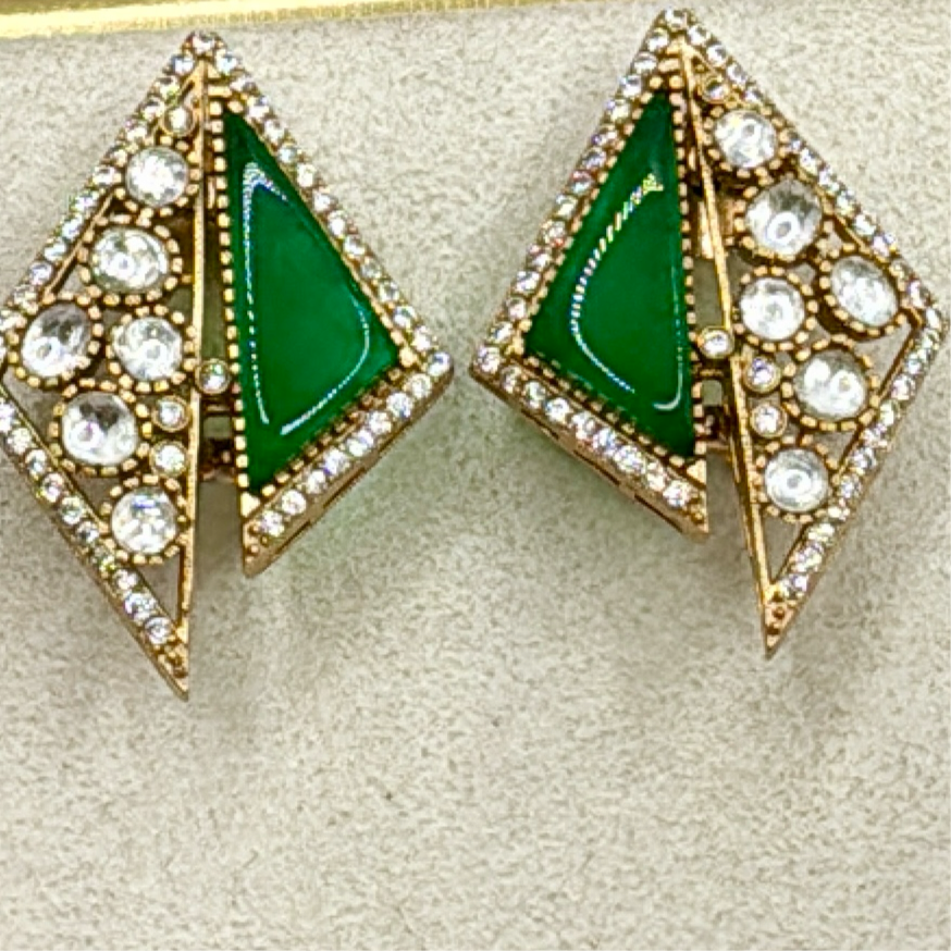 Green Doublet & Moissanite Chic Studs