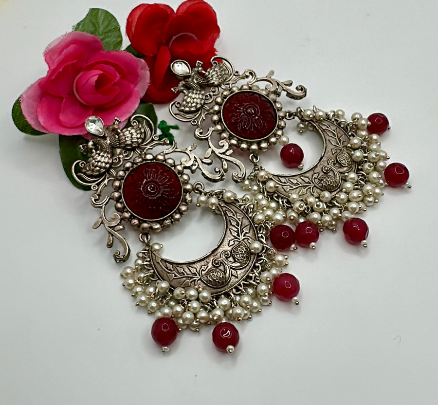 Ruby Silver Lookalike Chand Bali