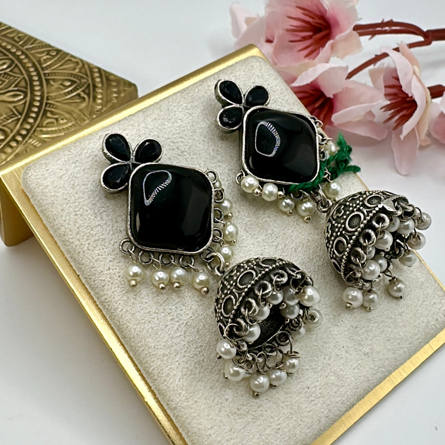 Black Silver Lookalike Jhumka