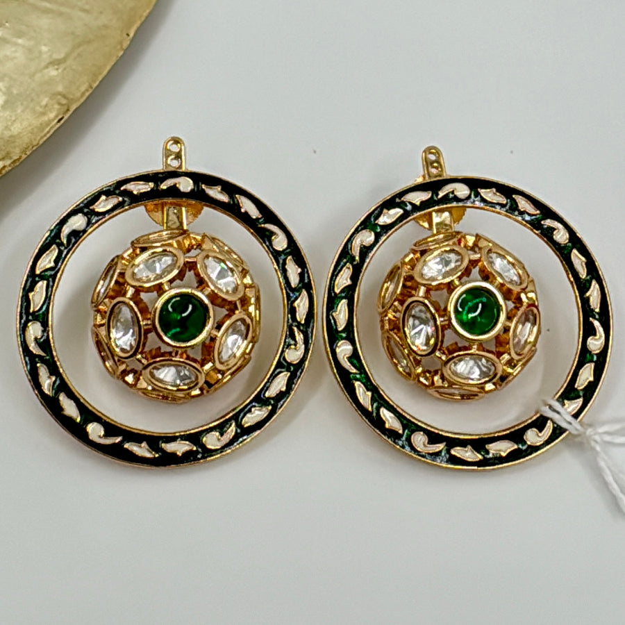 Green Meenakari & Tyaani Kundan Earrings