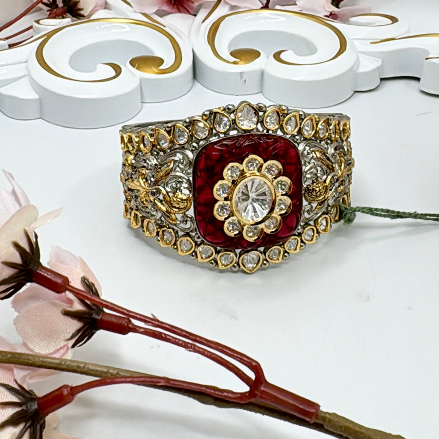 Ruby Tyaani Inspired Dual Tone Kundan Openable Bracelet