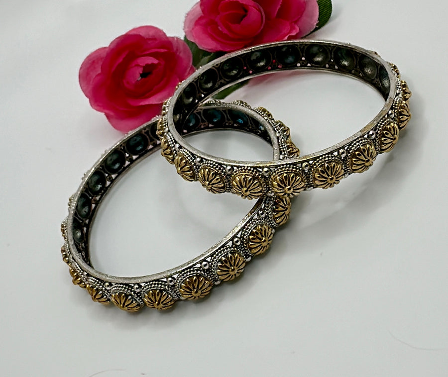 Clear Dual Tone  Bangle Pair ( Non Openable Size 2.4)