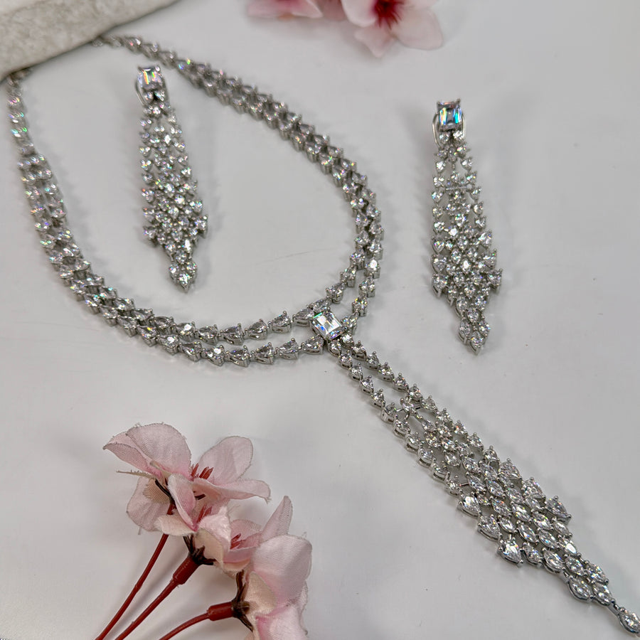 Clear Cubic Zirconia American Diamonds Necklace Set