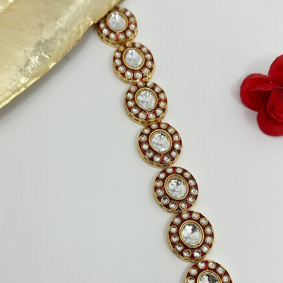 Red Kundan Matha Patti