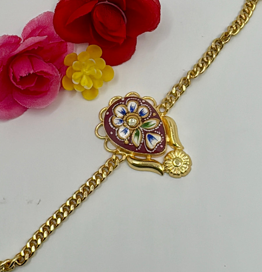 Ruby Tanjore Drop Bracelet