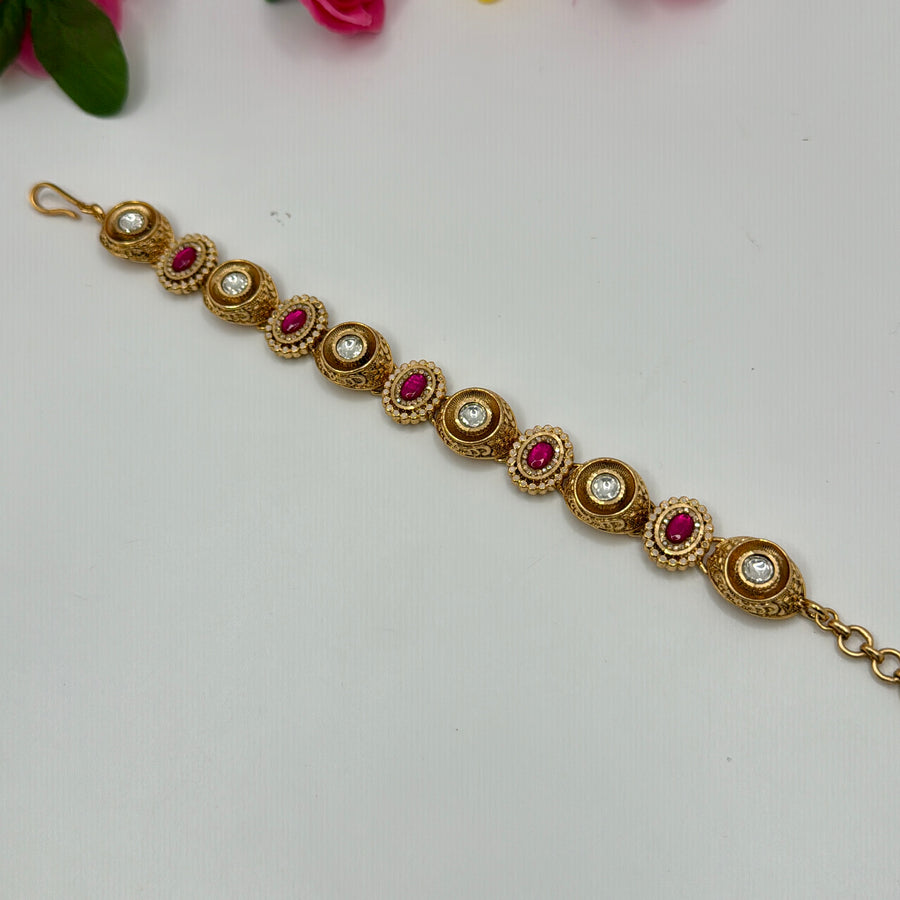 Ruby Kundan Adjustable Bracelet