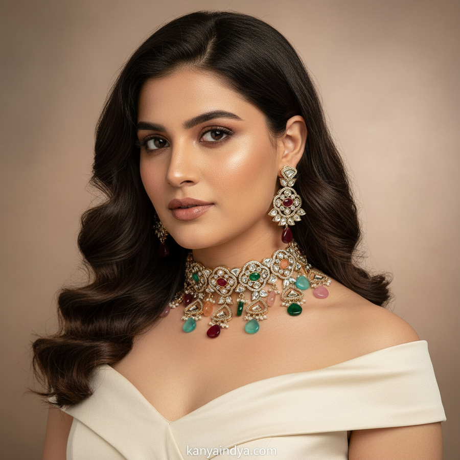 Multi Polki Kundan Chokers Necklace Set