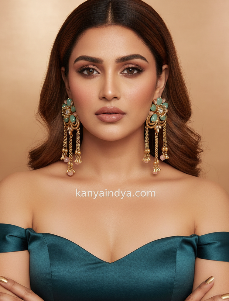 Mint Pink Apala Inspired Moissanite Earrings