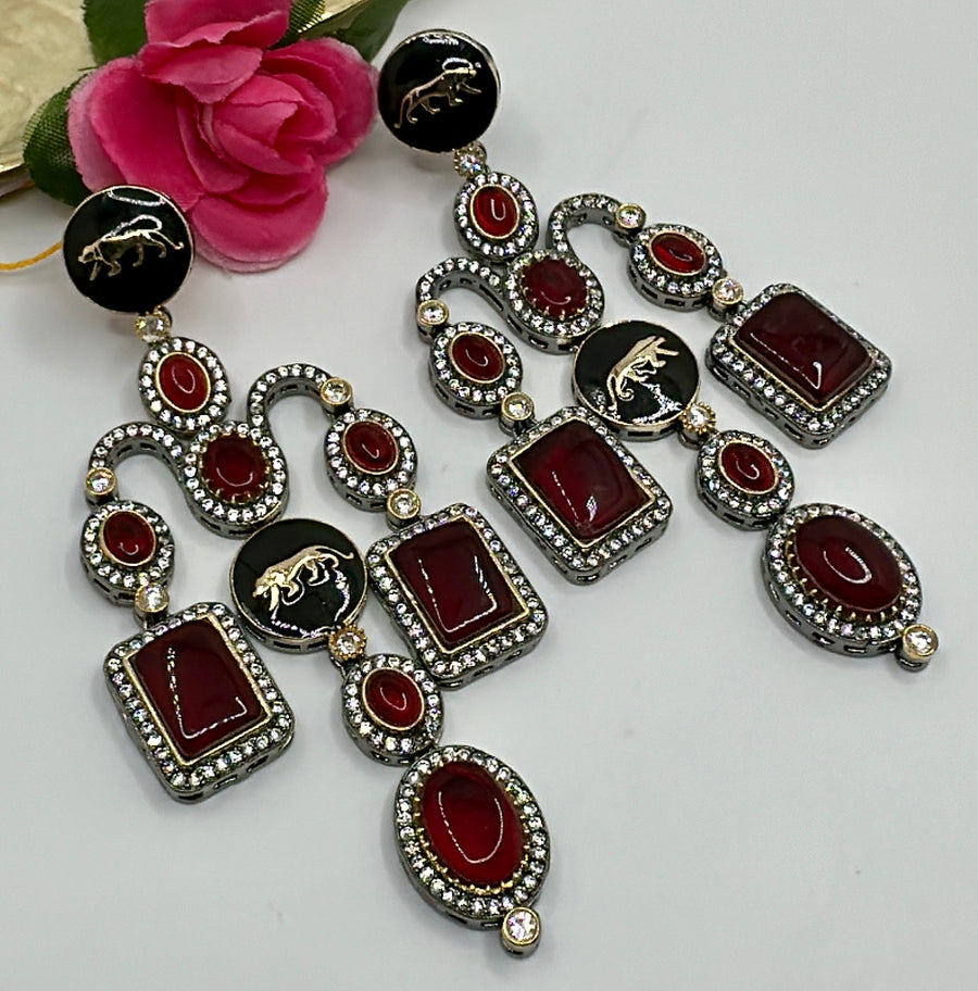 Red Sabya Inspired Statement Earrings