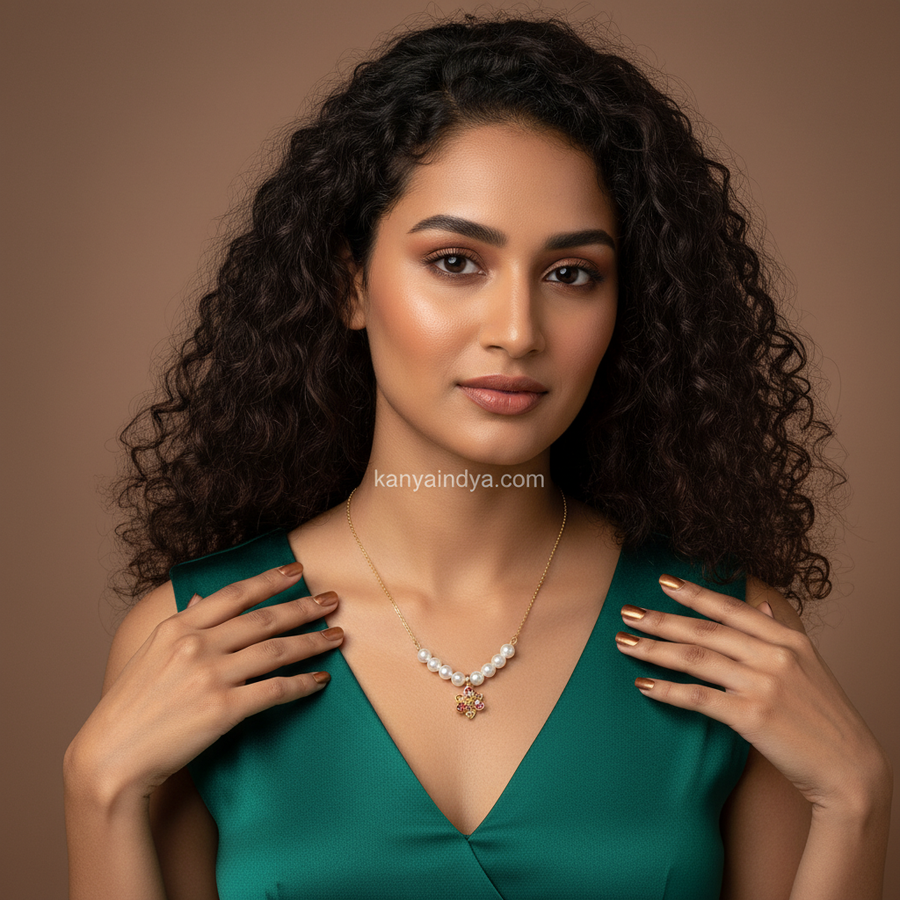 Pink Swarovski Pearl Dainty Italian Necklace