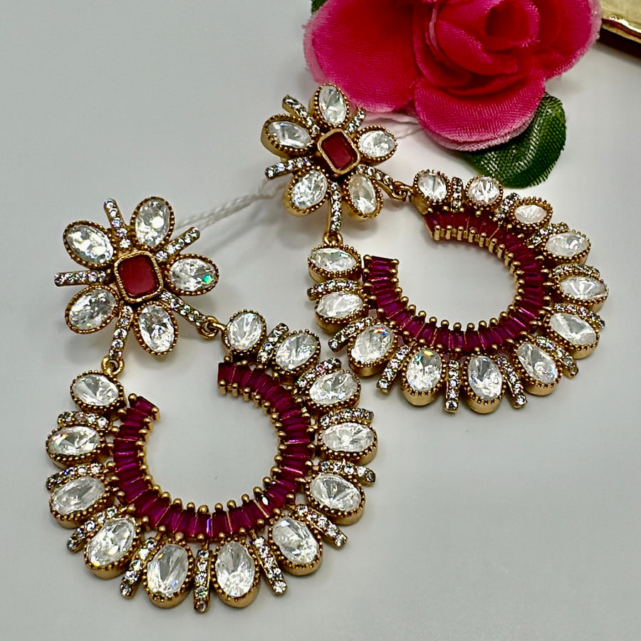 Ruby & Moissanite Kundan Chand Bali