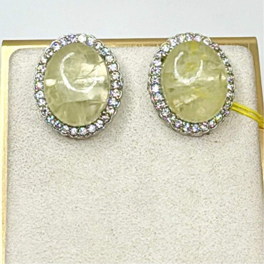 Yellow Doublet American Diamonds Stud Earrings