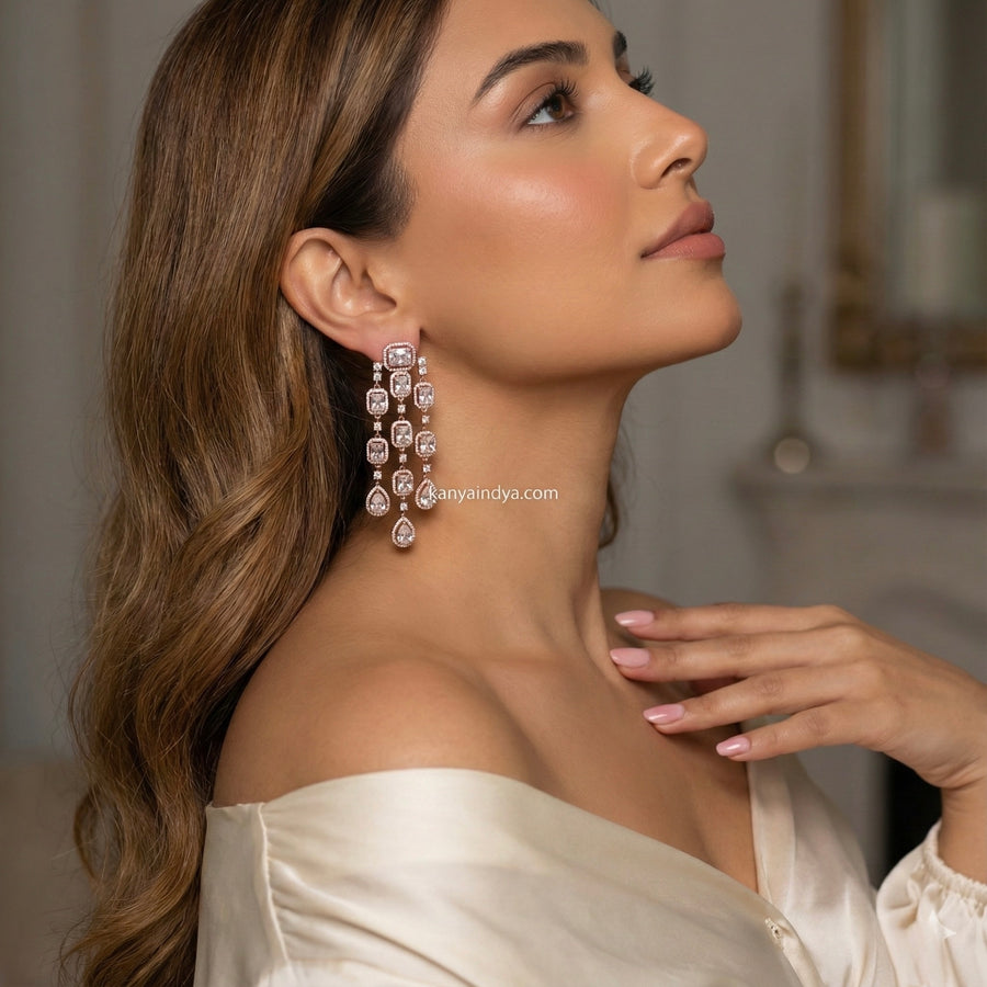 Clear Rosegold Polish Italian Lightweight Statement Earrings