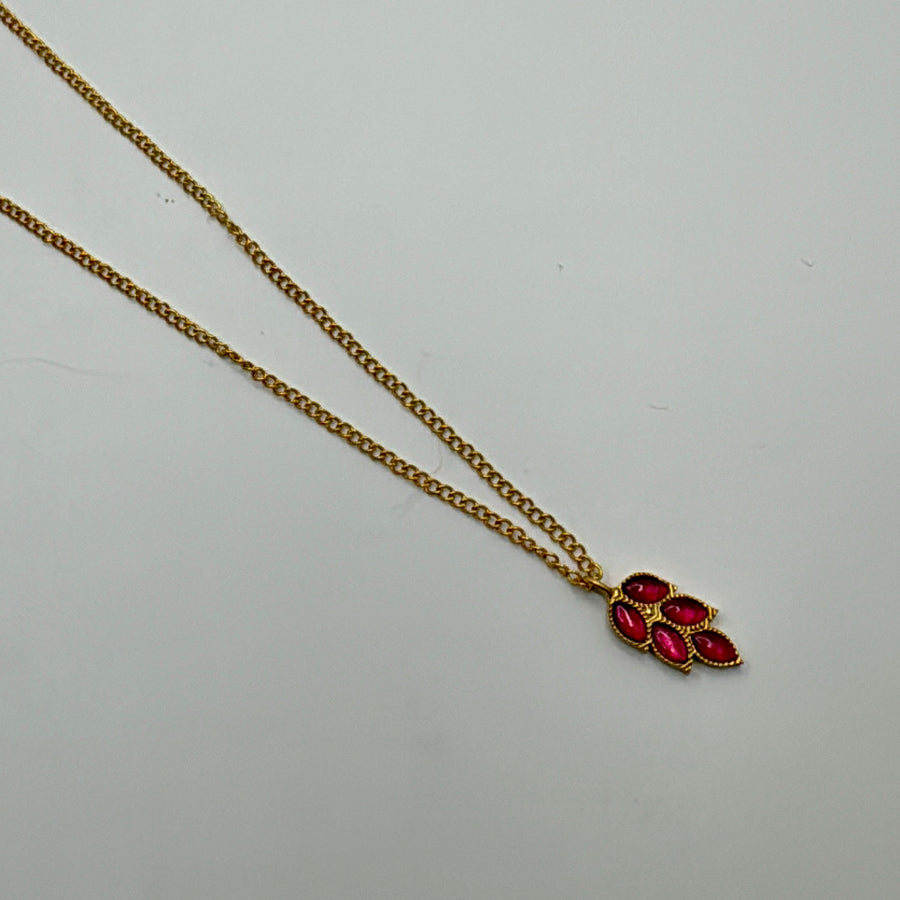 Ruby Dainty Leaf Pendant