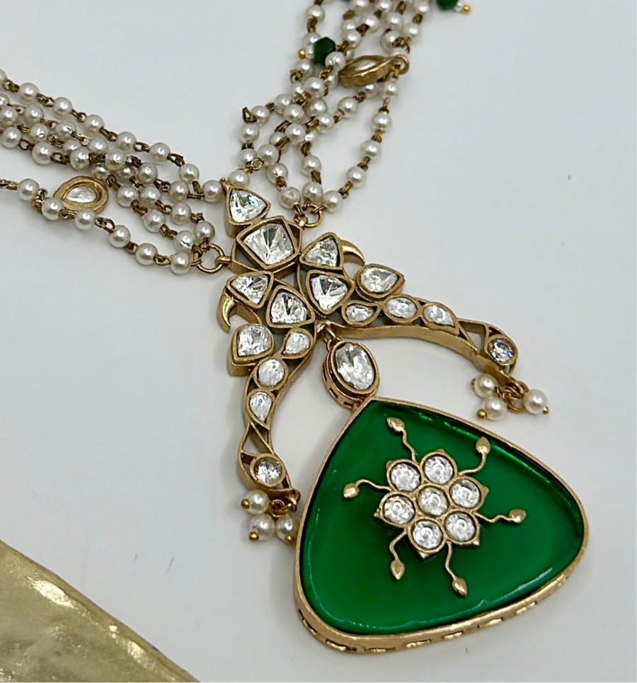 Green Kundan Necklace Set