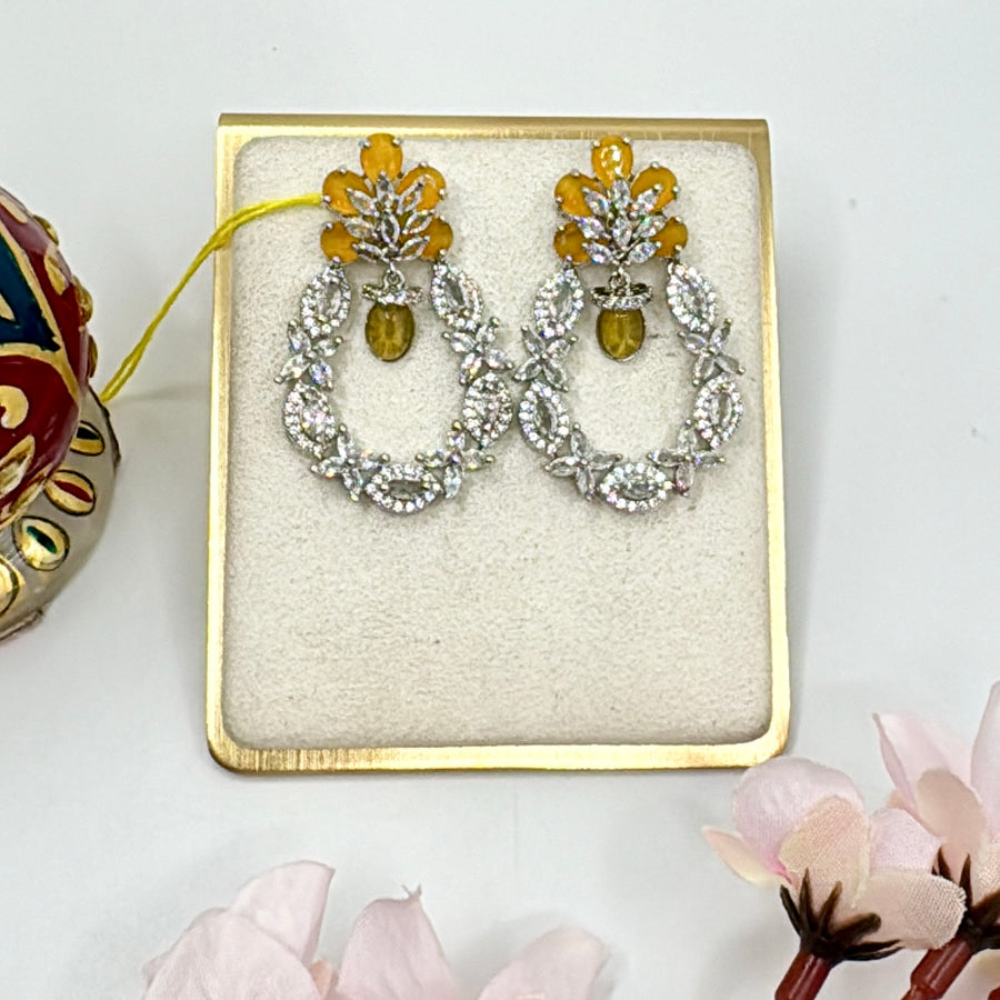 Yellow American Diamond Earrings