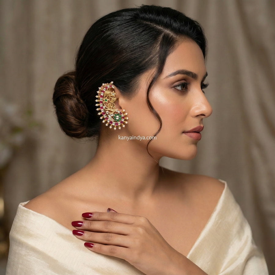 Ruby Green Jadau Moissanite Cuff Earrings