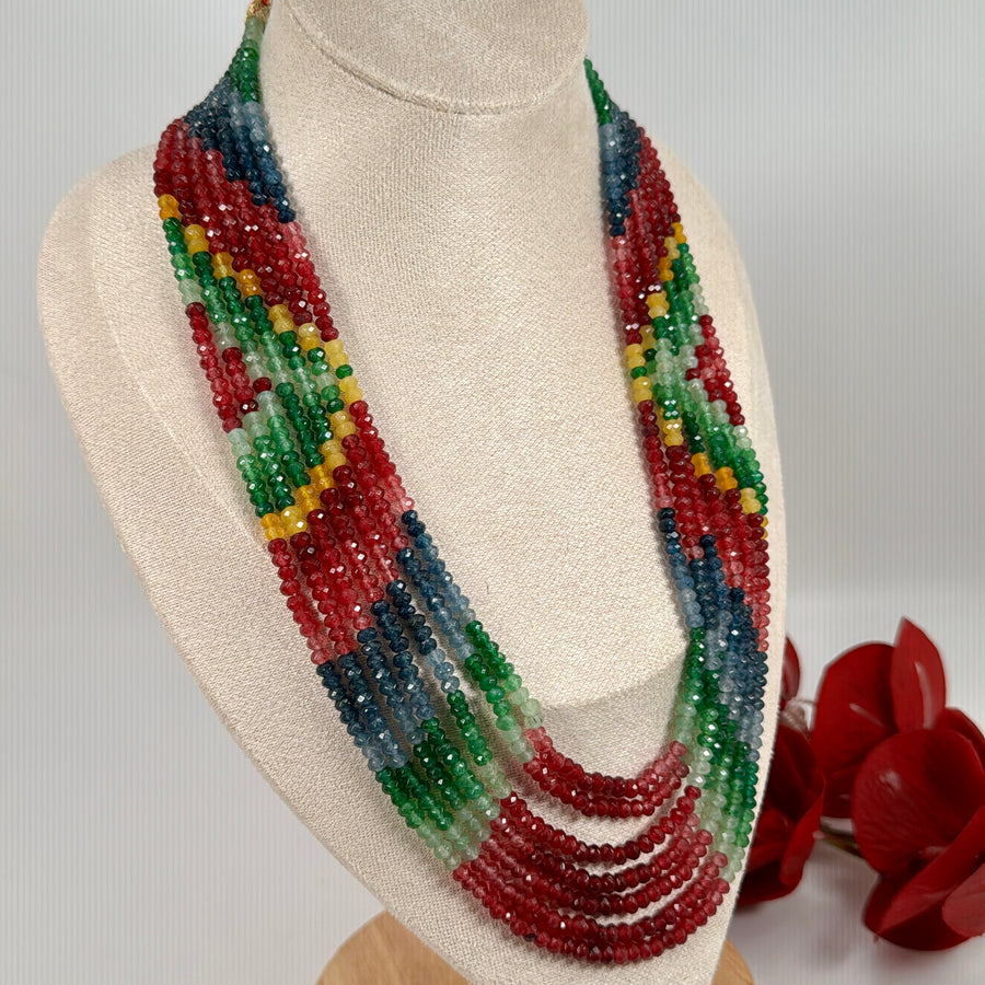 Multi Semi Precious Stones Multi Layer Mala Set