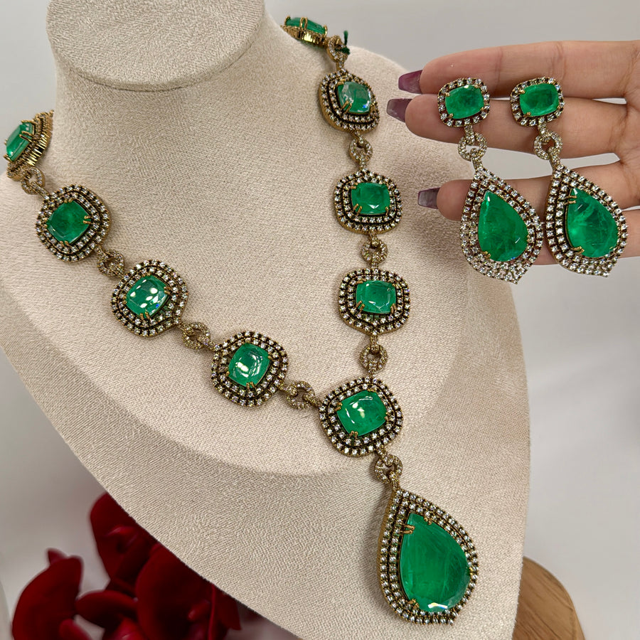 Green Doublet Necklace Set