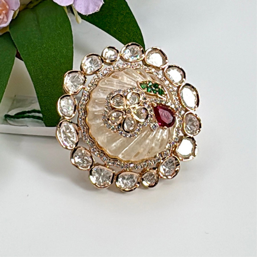 Multi MOP Polki Statement Adjustable Finger Ring