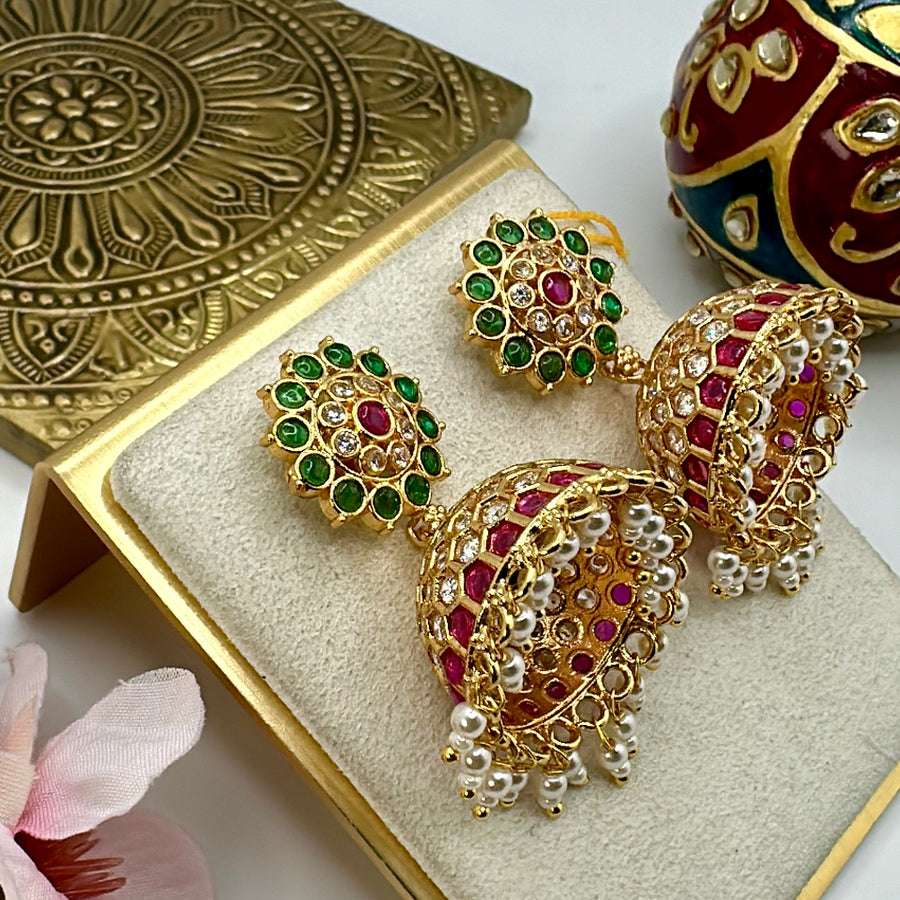 Multi Kundan Jhumka