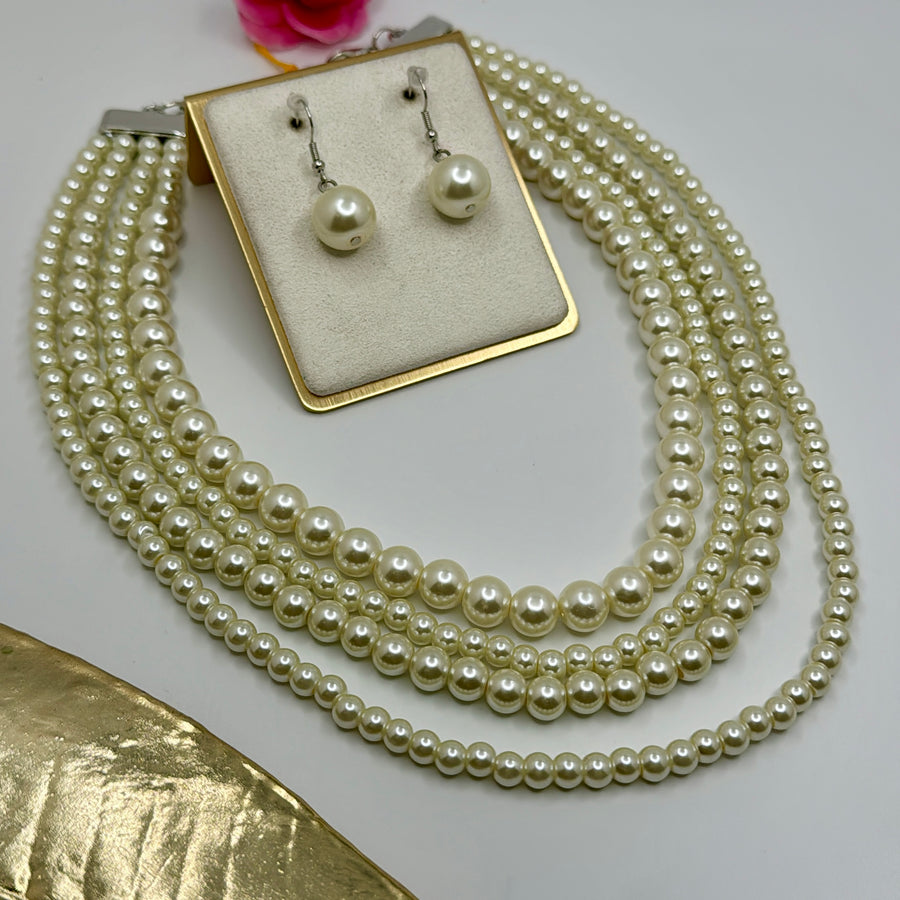 White Pearl Necklace Set