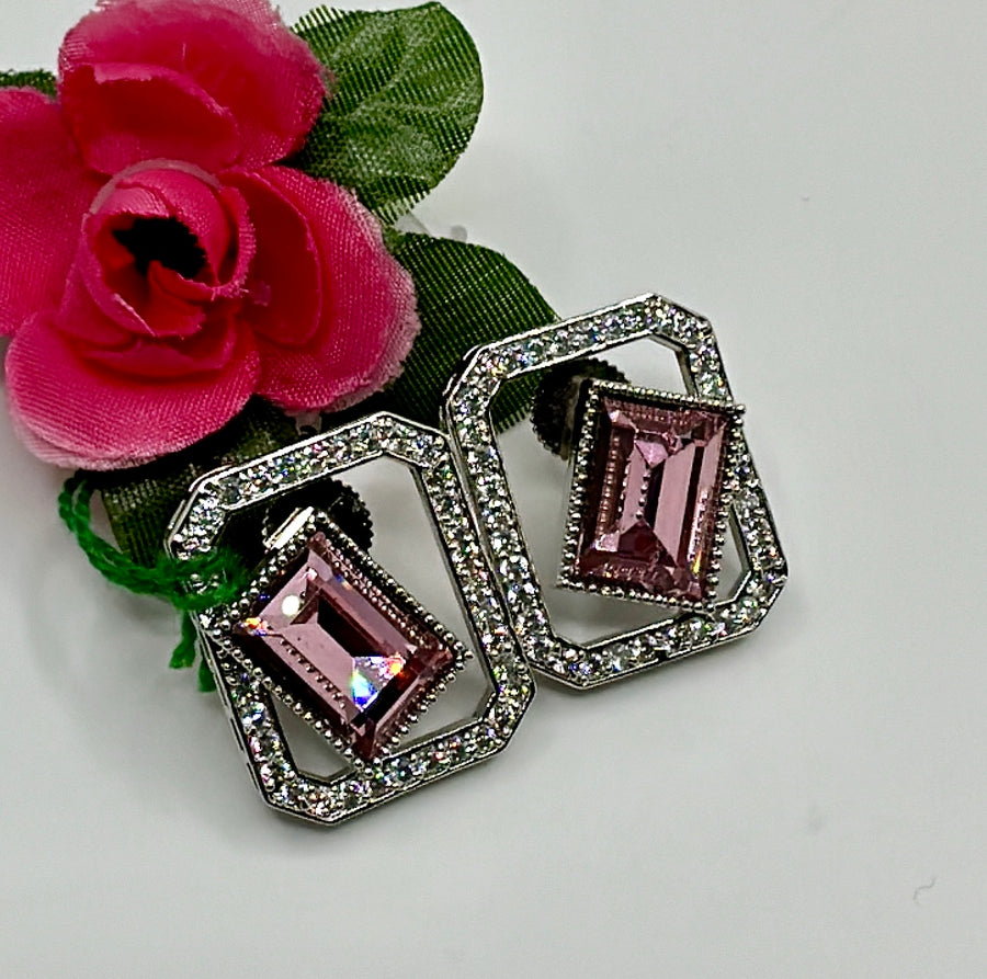 Pink American Diamonds Studs