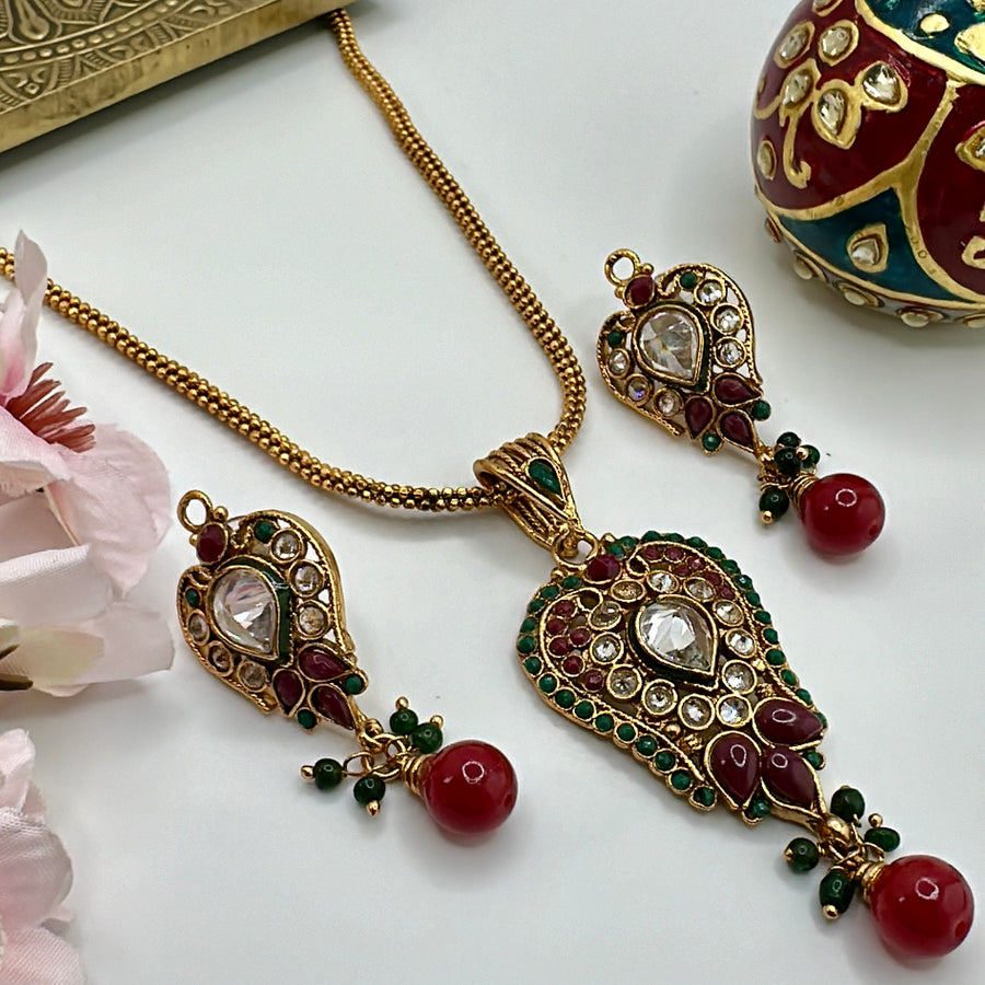 Multi Antique Gold Pendant Set