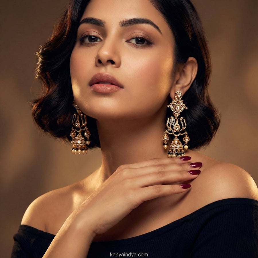 Black Jadau Moissanite Earrings