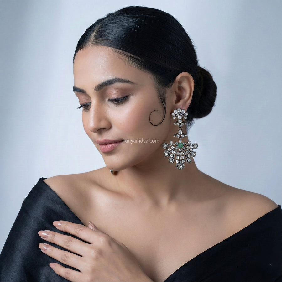 Mint Moissanite Statement Earrings