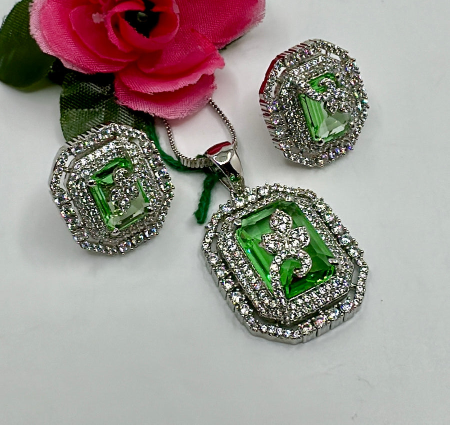 Mint American Diamonds pendant Set