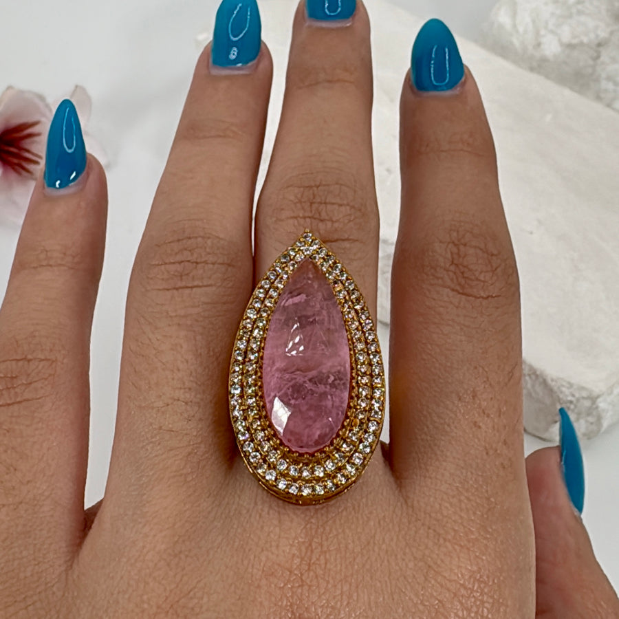 Pink Doublet Adjustable Finger Ring