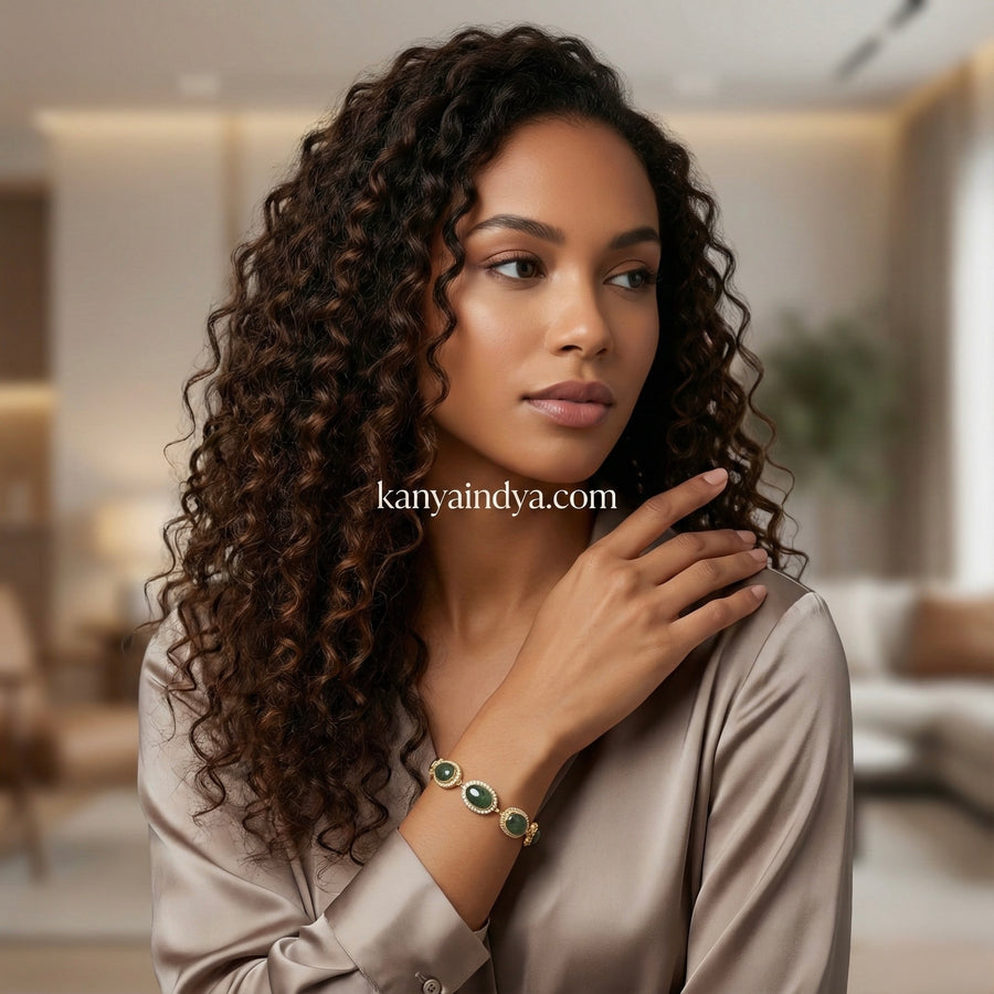 Green Natural Stones Adjustable Flexible Bracelet