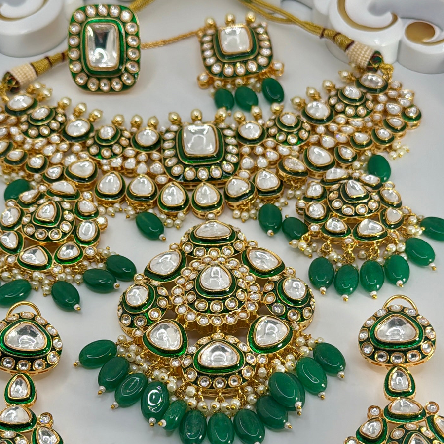 Green Kundan Bridal Necklace Set