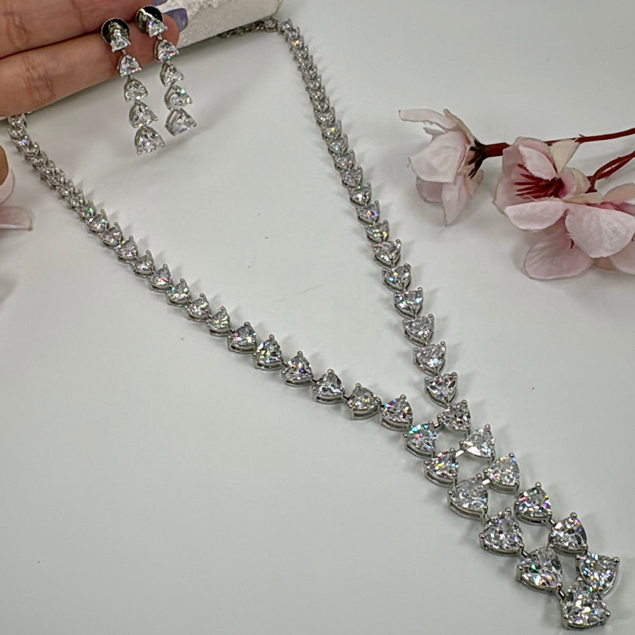 Clear Korean Cubic Zirconia Necklace Set