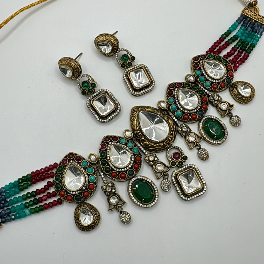 Navratan Uncut Polki Kundan Choker Set