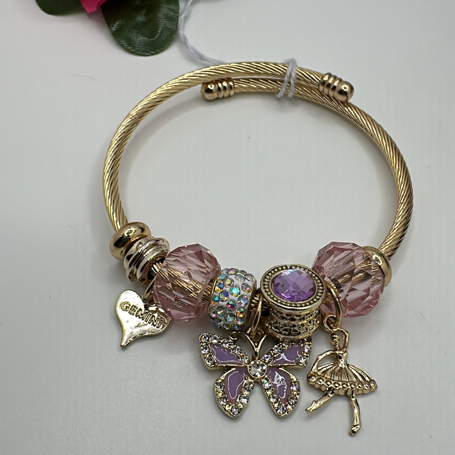 Pink Charms One Size Bracelet Cuff