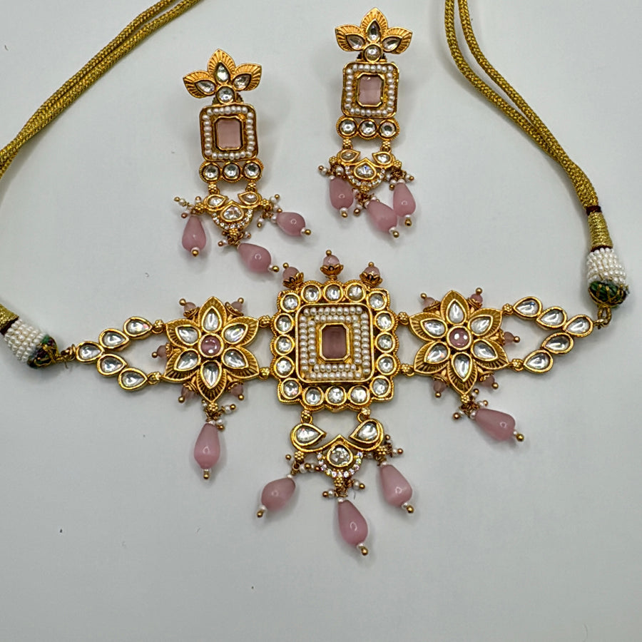 Pink Kundan Choker Set