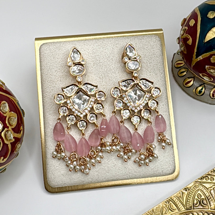 Pink Tyaani Kundan Earrings