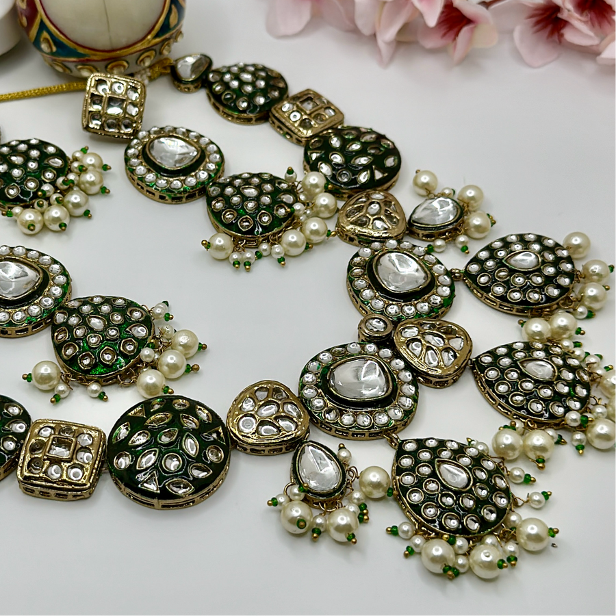 Green Meenakari Necklace Set